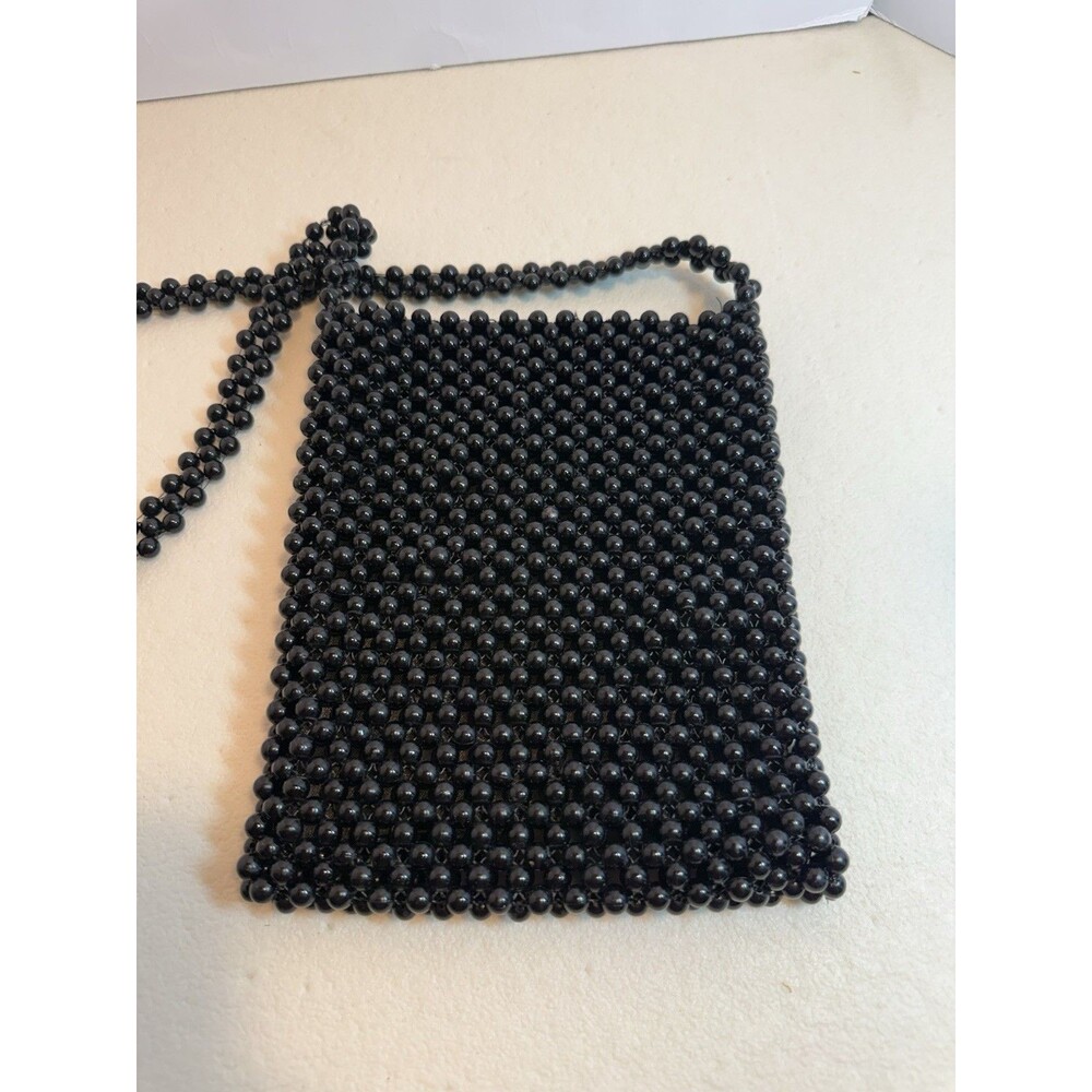 Vintage Black Beaded Purse | Hand Beaded Evening Shoulder Bag